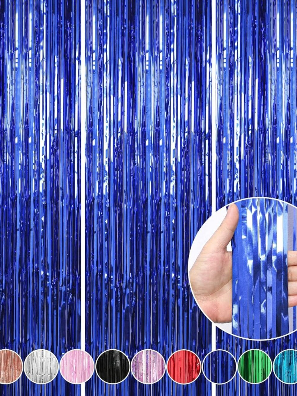3 Pack 3.3 x 9.9 ft Dark Blue Fringe Backdrop Streamers Party Decorations